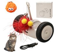Automatic Car Interactive Kitten Toy - 250mah USB RechargeabIe Cat Toy Car Obstacle Avoidance Teaser Electric Balance Self-Entertainment Device For Small Medium Large Breeds Yard Backyard