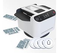 Automatic Card Dealer & Shuffler Machine - 2-in-1 360° Rotating Smart Card Dealing Device for Poker, UNO, Blackjack, Texas Hold'em - Essential Casino Table Accessory (White)