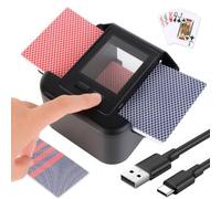 Automatic Card Shuffler, 1-2 Deck Electric Card Shuffling Machine, Ultra-Quiet One-Press Operation, USB-C Rechargeable for Poker, Blackjack, Bridge & Home Games black