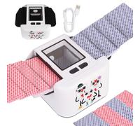 Automatic Card Shuffler 2 Decks, 2000 mAh Built in Rechargeable Battery USB-C Charge, Low Noise Fast Shuffle, Smart Auto Shuffler for UNO Poker Blackjack Skip-Bo Texas Hold'em Skyjo (White Style-04)