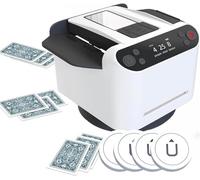 Automatic Card Shuffler and Dealer, 2 in 1 Card Dealer & Shuffler with 4 Wireless Dealer Buttons, Rotatable 360°, Ultra Quiet, Rechargeable, for Board Games and Poker, Casino Card, UNO, Five Crowns.(B