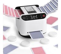 Automatic Card Shuffler and Dealer Machine - 360° Rotating for 1-2 Decks, 2-12 Players with 4 Remotes | Built-in Game Modes, Rechargeable & Quiet for Poker, UNO, Phase 10, Skip-Bo, Rummy (White)
