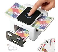 Automatic Card Shuffler Rechargeable 1-2 Deck for UNO Poker Blackjack Skip-Bo etc Card, Low Noise Fast Shuffle, One-Press Auto Electric Shuffling Machine, 2000 mAh USB Charge Card Shuffler (White)