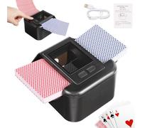 Automatic Card Shuffler Rechargeable for 1-2 Decks, 2000 mAh Built in Battery USB-C Charge, Low Noise Fast Shuffler, Portable Smart Auto Shuffler for UNO Poker Blackjack Skip-Bo Texas Hold'em (Black)