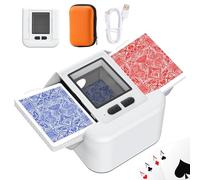 Automatic Card Shuffler Rechargeable for 1-2 Decks, USB-C Charge, Low Noise Fast Shuffler, Foldable Portable Auto Shuffler for UNO Skip-Bo Canasta Texas Hold'em + Playing Card Case (M2-White)