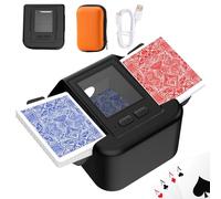 Automatic Card Shuffler Rechargeable for 1-2 Decks, USB-C Charge, Low Noise Fast Shuffler, Foldable Portable Auto Shuffler for UNO Skip-Bo Canasta Texas Hold'em + Playing Card Case(M2-Black)