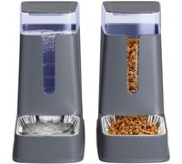 Automatic Cat and Dog Feeder Set, 2 Packs Stainless Steel Automatic Food and Water Dispenser, 3.8 L