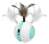 Automatic Cat Ball Toy, Cat Teaser Ball Automatic Moving with Tail Feather, 2 Modes Cat Ball USB Rechargeable Smart Cat Toy for Playing Training