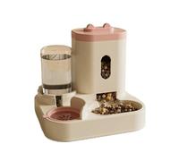 Automatic Cat Dog Feeder with Water Fountain Large Capacity Elevated Bowl Anti-Tip Design for Pets Drinker(Pink)