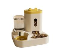 Automatic Cat Dog Feeder with Water Fountain Large Capacity Elevated Bowl Anti-Tip Design for Pets Drinker(Yellow)