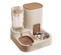 Automatic Cat Feeder 2 In 1 Stainless Steel & PP Automatic Cat Feeder and Water Large Capacity Dispenser Detachable Food Dispenser for Small Dogs and Cats Brown Food