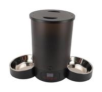 Automatic Cat Feeder 3L Dog Feeders with Double Bowls, Timed Cat Food Dispenser for Pets Dogs Cats (Black Double Bowl)