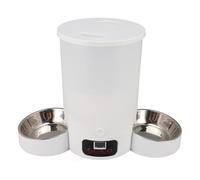 Automatic Cat Feeder 3L Dog Feeders with Double Bowls, Timed Cat Food Dispenser for Pets Dogs Cats (White Double Bowl)