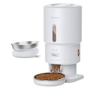 Automatic Cat Feeder - 5L Anti-Clog Cat Food Dispenser with Timer for 2-15mm Kibble, Stainless Steel Bowl, 6 Meals/Day, 1-16 Portion, Keeps Dry Food Fresh, Dual Power Supply,10s Voice
