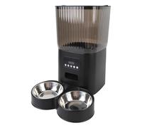 Automatic Cat Feeder, 5L Timed Pet Dry Food Dispenser Cat Feeder with Button Control, Feeder Bowl, Smart Cat Feeders Feeding Meals for Indoor Cats and Small Dogs (Dual Bowls)