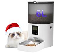 Automatic Cat Feeder, 6L Cat Food Dispenser with Interactive Timer, Interactive Voice Recorder, Automatic Cat Feeder with Desiccant Bag, 1-8
