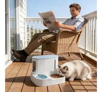 Automatic Cat Feeder and Water - 2 in 1 Fed Dog Food Dispenser, 3L Detachable Dry Kibble Container with Water Tank, No Electricity Solution for Indoor Home, Vacation Care, Cats and Small Dogs