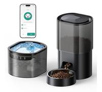 Automatic Cat Feeder and Water Dispenser, 2-in-1 Pet Feeder Automatic with Timer, 3 L Dry Food Feeder, 2.5 L Water Fountain with APP 2.4G WiFi, 1-6 Meal, Stainless Steel Bowl for Cats and Dogs