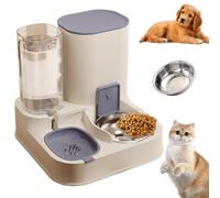 Automatic Cat Feeder and Water Dispenser 2-in-1 Stainless Steel & PP Design, Large Capacity Detachable Food and Water Dispenser for Cats and Small Dogs, Blue
