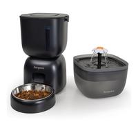 Automatic Cat Feeder and Water Dispenser FW1, Wire or Battery Cat Food Dispenser Timer Pet Feeder - Locking Lid, Desiccant Bag, Programmable Portion Control, 4 Daily Meals, 10s Voice Recorder
