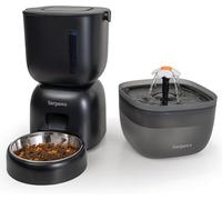 Automatic Cat Feeder and Water Dispenser FW1, Wire or Battery Cat Food Dispenser Timer Pet Feeder - Locking Lid, Desiccant Bag, 3L Programmable Portion Control, 4 Daily Meals, 10s Voice Recorder