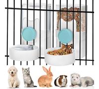Automatic Cat Feeder and Water Dispenser, ShineMe 35oz Auto Gravity Feeder Hanging Food and Water Bowls for Small Pets, Cats, Kitten, Dogs, Rabbits, Ferrets (Blue)