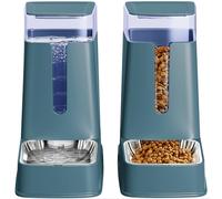 Automatic Cat Feeder and Waterer Set, 2 Packs Stainless Steel Automatic Dog Food and Water Dispenser, 3.5 L