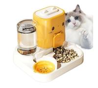 Automatic cat feeder, automatic feeder for dry food and water, large feeding station with drinking trough for pets, cat feeding