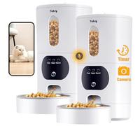 Automatic Cat Feeder Camera: Easy Setup Timed Smart Dog Feeder WiFi - 2-Way Audio 5G Pet Food Dispenser APP Control for Multi-Cat 2 Pack