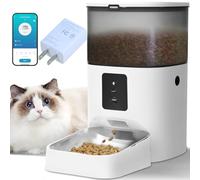 Automatic Cat Feeder, Cat Food Dispenser with 10s Voice Recorder, Pet Feeder up to 10 Meals per Day, Timed Cat Feeder with Dry Food Sealed Ring (White, 4L-WiFi)