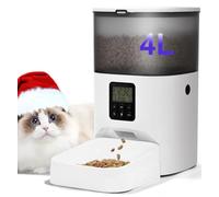 Automatic Cat Feeder, Cat Food Dispenser with 10s Voice Recorder, Pet Feeder up to 8 Meals per Day, Timed Cat Feeder with Dry Food Sealed Ring (White, 4L-Basic)