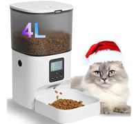 Automatic Cat Feeder, Cat Food Dispenser with 10s Voice Recorder, Pet Feeder up to 8 Meals per Day, Timed Feeder with Dry Food Sealed Ring (Jade White, 4L-Basic)