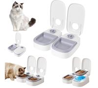 Automatic Cat Feeder Dry Wet Food Dispenser, Double Meal Automatic Timer-Controlled Pet Feeder, Timed Feeding Station with 48-hour Timer, Dual 350ml Bowl, Meals up to 700g, Electric Pet Feeder for Cat