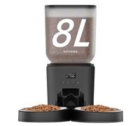 Automatic Cat Feeder for 2 Cats - 8L/34 Cups Large Capacity Auto Cat Food Dispenser with LCD Screen, 2 Food Trays, Timed Feeder, Up to 50 Portions 6 Meals Per Day, Keep Fresh