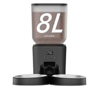 Automatic Cat Feeder for 2 Cats - 8L/34 Cups Large Capacity Auto Food Dispenser with LCD Screen, 2 Food Trays, Timed Cat Feeder, Up to 50 Portions 6 Meals Per Day, Keep Fresh, Black