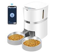 Automatic Cat Feeder, Smart Pet Food Dispenser with APP Control, WiFi Enabled Automatic Feeder for Dogs & Cats, Double Stainless Steel Bowls,6 Meals Portion Control and Voice Recording (S36D-W)