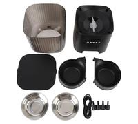 Automatic Cat Feeder, Timed Pet Food Dispenser with Button Control, Programmable Cat Dog Feeder for Indoor Pets, Dual Power Supply USB or Batteries, Includes 9Pcs Components (Dual Bowls)