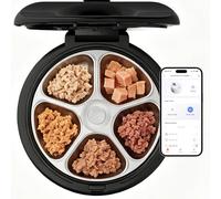 Automatic Cat Feeder Wet Food for 5 Meals with Camera, Semiconductor Cooling & Pre-Heating Pet Food Dispenser with Night Vision, App-Control & Meal Call, Stainless Steel Tray, Easy to Clean（Black）