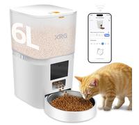 Automatic Cat Feeder WiFi 6L,Automatic Dog Feeder Double Anti-Blocking,Cat Food Dispenser Dual Power,WiFi Cat Feeder10 Meals A Day,Pet Dispenser with 10s Voice Recorder & Freshness Preservation,White