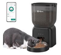 Automatic Cat Feeder, WiFi Automatic Dog Feeder with Freshness Preservation, 4L Timed Cat Feeder with Stainless Steel Food Storage, Up to 6 Meals Per Day and 1-15 Portion for Cats & Dog (Black-WIFI)