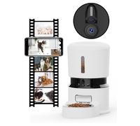 Automatic Cat Feeder with 2 Cameras 1080P HD Video with Night Vision, 5G WiFi Timed Pet Food Dispenser for Cat & Small Dog, 2-Way Audio, Easy APP Control, Programmable Schedule (4L Food Storage)