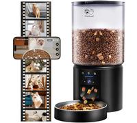 Automatic Cat Feeder with Camera: 5G WiFi Automatic Dog Feeder with Sealed Outlet, 5L Cat Food Storage Container with Freshness for Multiple Pets,Detachable for Easy Clean-21 Cup