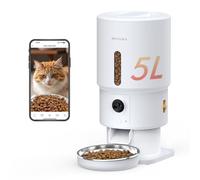 Automatic Cat Feeder with Camera - 5G WiFi Timed Cat Food Dispenser, 1080P HD Video with Night Vision, 1-15 Meals, 1-99 Portions, 2-Way Audio, Keeps Dry Food Fresh, 5L Auto Pet Feeder Also for Dogs