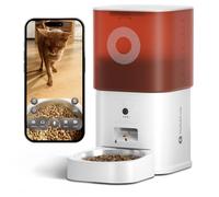 Automatic Cat Feeder with Camera: 6L Automatic Dog Feeder with 2-Way Audio Night Vision Dual Power Supply App Control 2.4G WiFi, Timed Auto Cat Food Dispenser with Stainless Steel Bowl (White)