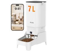 Automatic Cat Feeder with Camera - 7L/29 Cups Auto Dog Feeder with Large Food Tray & 1080P Night Vision, Elevated Bowl, 2-Way Audio, 10s Voice Recording, 5G WiFi Timed Cat Food Dispenser, 1-15 Meals