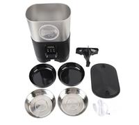 Automatic Cat Feeders Two Cats 5L Capacity Visible Window Quantitative Feeding Stainless Steel 2 Bowls Timed Pet Food Dispenser (Black)