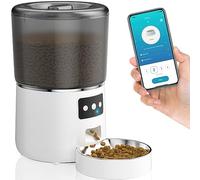 Automatic Cat Food Dispenser, 4L Cat Food Dispenser with Timer, 2.4G WiFi Automatic Feeder with Voice Recording 10S and Stainless Steel Bowl, 1-10 Meals per Day