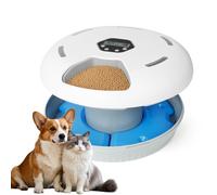 Automatic Cat Food Feeder Wet & Dry Wet Food Refrigerated, 6 Meal Timed Pet Dispenser, Automatic Pet Feeder with Digital Timer and Twin Ice Packs, for Cats/Small Dogs