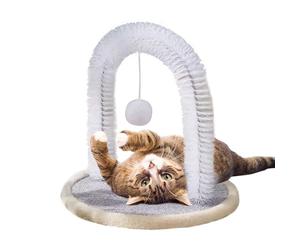 Automatic Cat Groomer - 12.99 Inch MDF Cat Grooming Brush with Scratch Pad | Plush Fabric Wear-Resistant Scratching Toys, Access