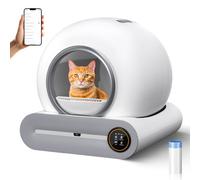 Automatic Cat Litter Box, 65L/9L Large Self Cleaning Cat Litter Box for Multiple Cats, White Cat Litter Box with Remote App Control via WiFi Connection, Quality Scooping-Free Cat Accessories
